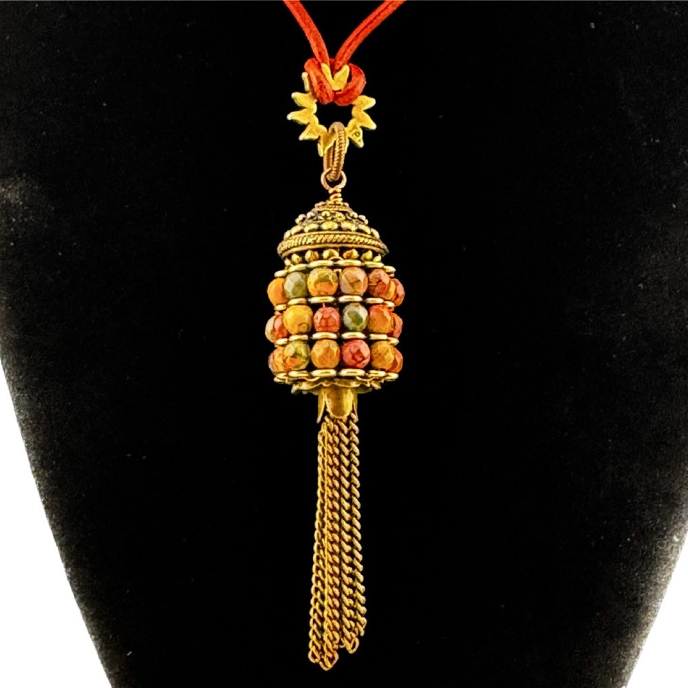 Handmade Beaded Tassel Pendant Necklace